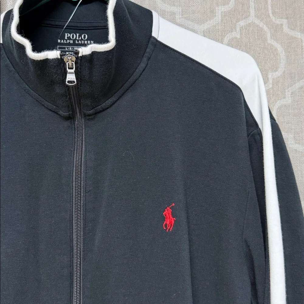 Polo Ralph Lauren Men's Interlock Track Jacket black white full zip size large